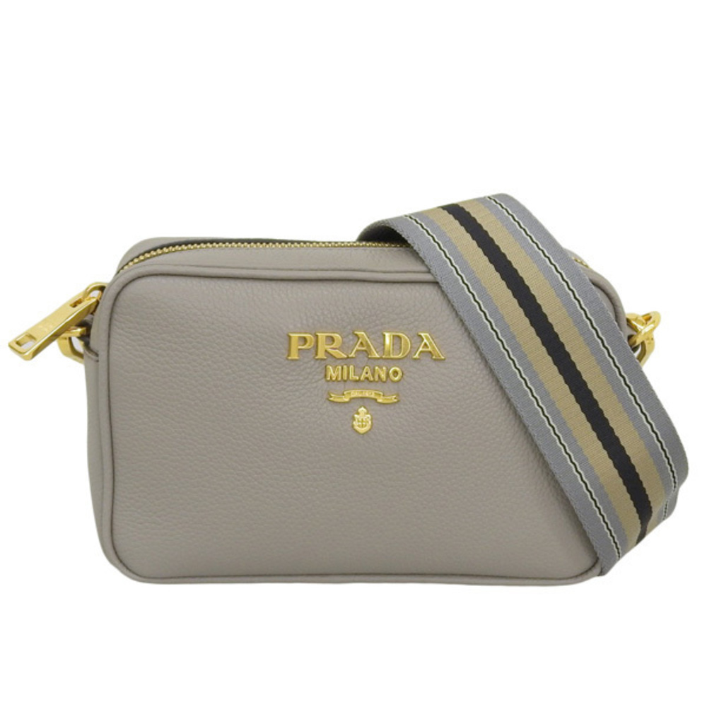 Prada Outlet Leather Shoulder Bags Grey